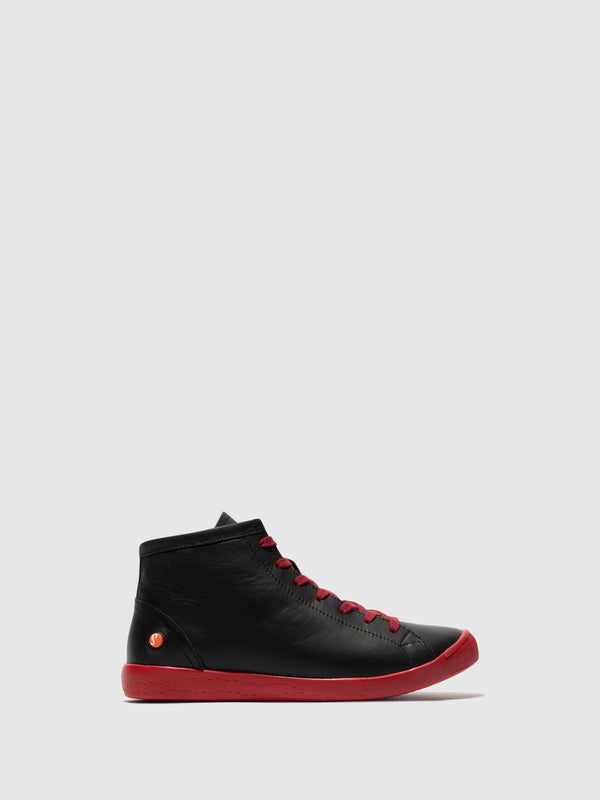 Lace-up Ankle Boots IBBI653SOF BLACK W/ RED SOLE